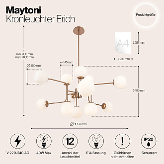 Подвесная люстра Maytoni Erich MOD221-PL-12-G
