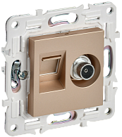 SKANDY Розетка двойная TV+RJ45 кат.5E SK-A14Sa песоч. IEK, SK-AK20-1-K98