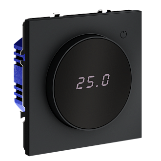 Терморегулятор электронный Voltum S70 с индикацией и датчиком, для теплого пола, графит пластик/стекло Soft touch VLS070107