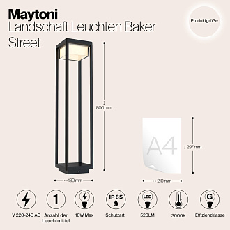 Ландшафтный светодиодный светильник Maytoni Baker Street O021FL-L10B3K