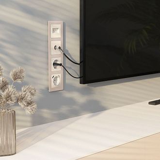 Накладка для двойной розетки Еthernet RJ-45 (перламутровый рифленый) W1191113 Werkel 4690389161124