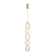 Подвес Favourite Bella 4057-2P, D170*H900/2100, золота, плафоны в виде бусин разнообразных форм из выдувного стекла двух видов - прозрачного и цвета опала