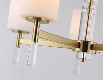 Люстра со стеклянными плафонами на штанге **59- см, 5*E27*60W, K, Ambrella Light High Light LH56261, латунь