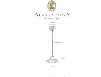 Люстра 2326-1D, D170 LED, 9W, 3000/4000/6000KK, Alva Donna, Чёрный матовый