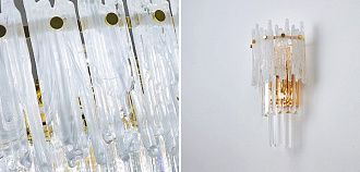 Бра Murano Glass ICE 25*25*45 см, 3*E14*40W, ImperiumLoft 44.726-0, Золотистый