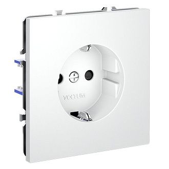 Розетка встраиваемая Voltum S70 с заземлением и защитными шторками, 16А, белый матовый пластик Soft touch VLS040202