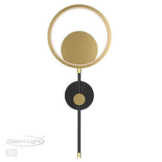 Бра 14*58 см, 12W, 3000K Odeon Light Denzel 4322/15WL черный, золото