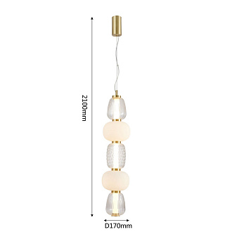 Подвес Favourite Bella 4057-2P, D170*H900/2100, золота, плафоны в виде бусин разнообразных форм из выдувного стекла двух видов - прозрачного и цвета опала