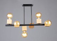 Люстра L600 x W300 x H440, мм, 6*40W (240W), BK+WOOD (Черный+Дерово) Rilon 6428/6 BK+WOOD (2)