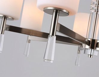 Люстра со стеклянными плафонами на штанге **59- см, 7*E27*60W, K, Ambrella Light High Light LH56253, никель