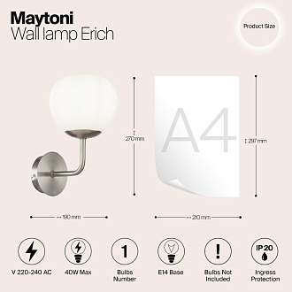 Бра Maytoni Erich MOD221-WL-01-N, никель