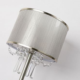 Настольная лампа F-Promo Elfo 3043-1T, D250*H450, французское серебро, плафон из полупрозрачной ткани цвета шампанского отделан тесьмой из золотистой экокожи, декор из хрусталя высшего ка