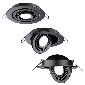 LED светильник 11 см, 9W, 4000K, Novotech Gesso 358816, черный, вр 9 см