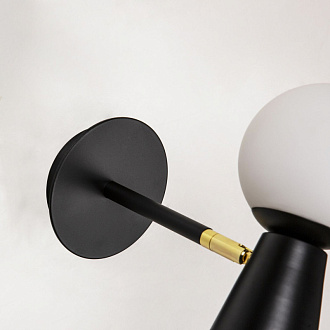 Бра Favourite Gnomes 4095-1W, D235*W200*H230, каркас черного цвета, поворотный плафон с двумя источниками света - стеклянный выдувной матовый шар с лампой G9 и металлический конус с лампой GU10, л