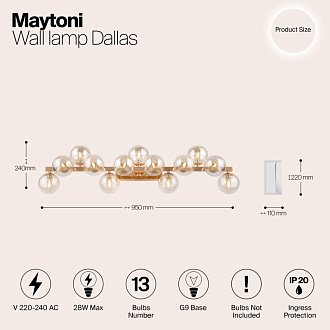 Бра Maytoni Dallas MOD547WL-13G, янтарный