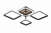 Люстра L615 x W480 x H110, мм, 72W 3000-6500K, BLACK (Черный) Rilon 3307/2+2 BLACK+WOOD