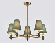 Люстра на штанге с абажурами и мрамором **25-58 см, 5*E14*40W, K, Ambrella Light High Light LH75051, латунь