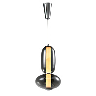 Подвесной светильник 21*204,5 см, 25W, Favourite Vapor 4254-2P хром, дымчато-серое стекло