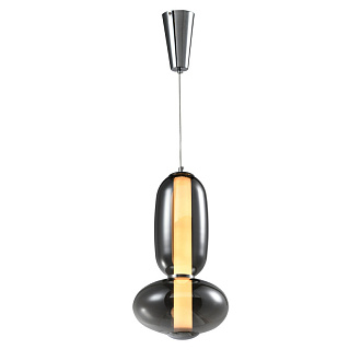 Подвесной светильник 21*204,5 см, 25W, Favourite Vapor 4254-2P хром, дымчато-серое стекло
