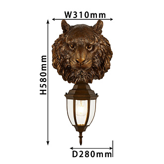 Уличный светильник Favourite Hant 2818-1W, D280*W310*H580, Каркас коричневого цвета, плафон из прозрачного стекла