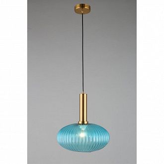 Светильник подвесной Omnilux Menfi OML-99316-01, диаметр 30 см, бронза/голубой