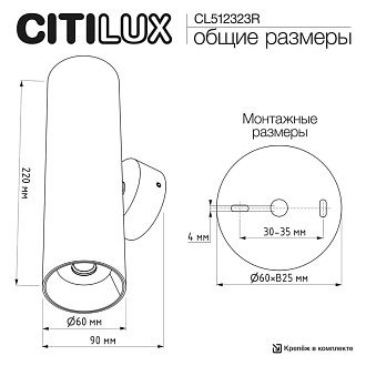Светильник 22 см, Citilux AXEL CL512323R, черный-бронза
