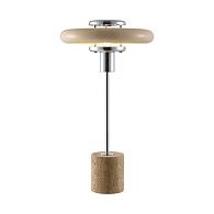 Настольная лампа 45 см, Lussole Stream LSP-5016, хром-бежевый