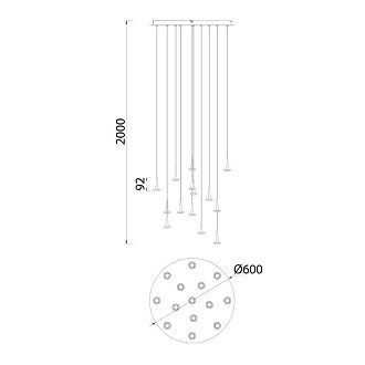 Люстра подвесная 60*212,5 см, 14*LED*5W, 3000K, Mantra Andromeda MAN8935+14PL, золотой