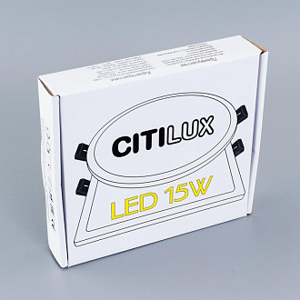 Светильник, 14 см, 15W, 3000К, черный, теплый свет, Citilux Омега CLD50K152, встраиваемый светодиодный
