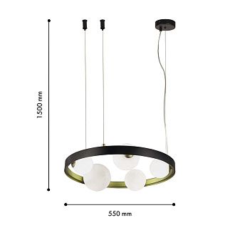 Подвесная люстра 55*20-150 см, 5*G9, 5W, F-Promo Shanku 4628-5P, черный матовый