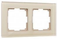 W0021111 Рамка на 2 поста Favorit, шампань,стекло Werkel, 4690389159596