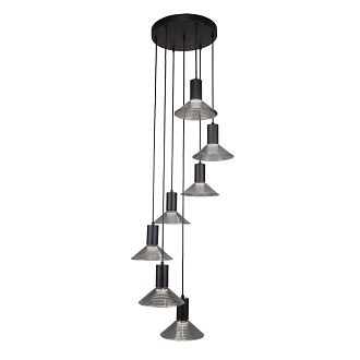 Подвесная люстра 44*120-190 см, 7*LED, 6W, 3000K, F-Promo Feris 4622-7P, черный матовый