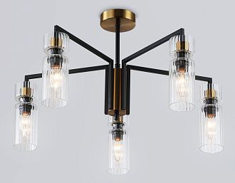 Люстра на штанге **18-35 см, 5*E14*40W, K, Ambrella Light High Light LH56113, черный, латунь