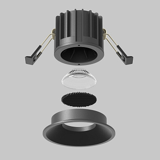 Встраиваемый светильник 8*8*6 см, LED, 12W, Maytoni Technical ROUND DL058-12W-DTW-B черный, вр 7,5 см