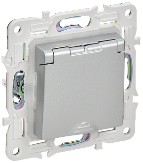 SKANDY Розетка з/к/ш кр. 16А IP44 SK-R11S сереб. IEK, SK-R16-16-44-K23
