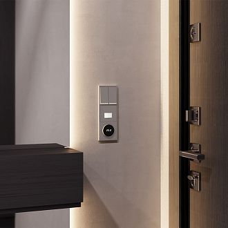 Терморегулятор электронный S70 с индикацией и датчиком, для теплого пола, капучино Voltum VLS070114