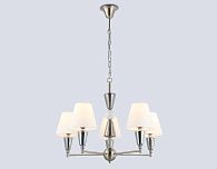 Подвесная люстра с абажурами **52- см, 5*E14*40W, K, Ambrella Light High Light LH75253, cатин никель