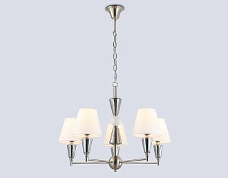 Подвесная люстра с абажурами **52- см, 5*E14*40W, K, Ambrella Light High Light LH75253, cатин никель