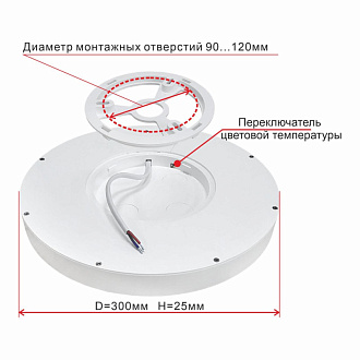 Светильник 30 см, 24W, 3000-4000-5000K, 2900 Lm, IP40, 10 м2 Citilux Бейсик CL738241V, LED, черный