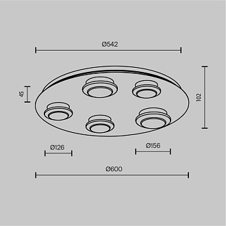 Накладная люстра 60*60*10,2 см, LED, 3000К, Maytoni Pharao MOD361CL-L58BS3K латунный