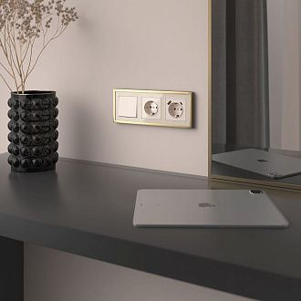 W1112043 Выключатель одноклавишный проходной, айвори акрил Werkel, 4690389197000