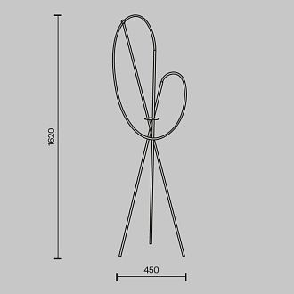 Торшер с диммером 45*45*162 см, LED*36W, 3000K, Maytoni Crochet MOD369FL-L36BS3K, черный