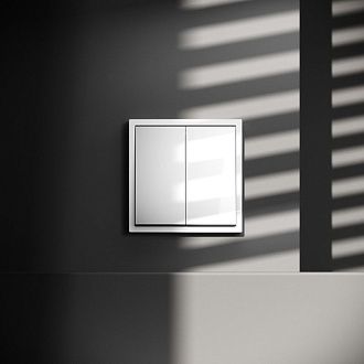 Проходной переключатель встраиваемый Voltum S70 двухклавишный 10А, белый  пластик  VLS020301