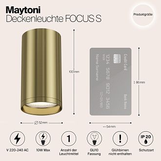 Накладной светильник Maytoni Focus S C052CL-01BS, латунь