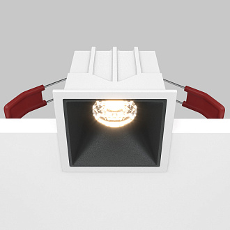 Светильник 7 см, 10W, 3000K, Maytoni Downlight Alfa LED DL043-01-10W3K-SQ-WB, белый-черный, вр 5,5*5,5 см