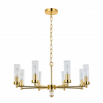 Подвесная люстра Favourite Aesthetic 2673-8P, D660*H310/1310, Каркас золотого цвета, плафоны из прозрачного стекла