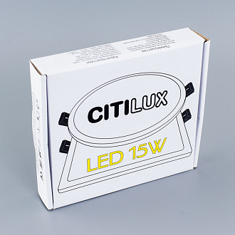 Светильник, 14 см, 15W, 3000К, хром, теплый свет, Citilux Омега CLD50R151, встраиваемый светодиодный