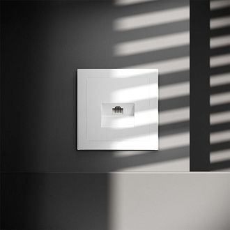 Розетка компьютерная встраиваемая Voltum S70 RJ45 кат.6, белый матовый пластик Soft touch VLS060102