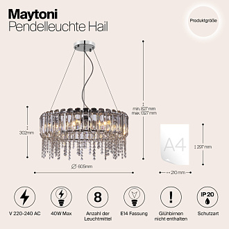 Подвесной светильник Maytoni Neoclassic Hail MOD097PL-08CH, диаметр 61 см, хром