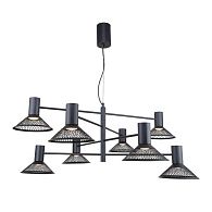 Подвесная люстра 90*57-147 см, 8*LED, 6W, 3000K, F-Promo Metrics 4623-8P, черный матовый